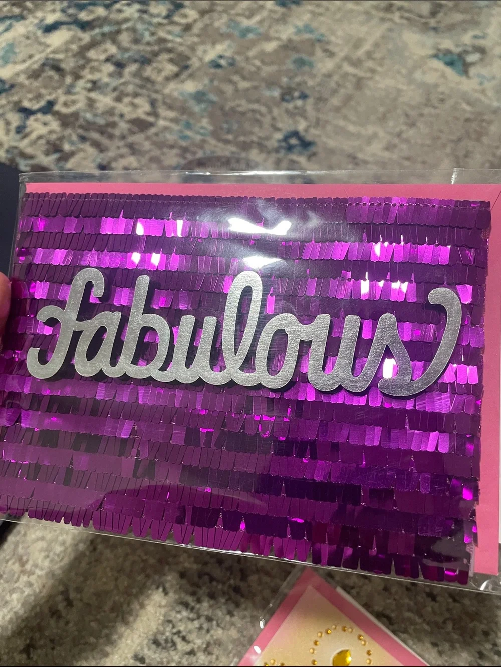 🖤5/$25 Hallmark birthday Fabulous Sequin Purple greeting card & envelope